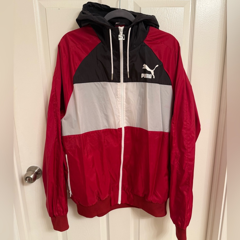 Vintage PUMA Unisex Red and Black Jacket